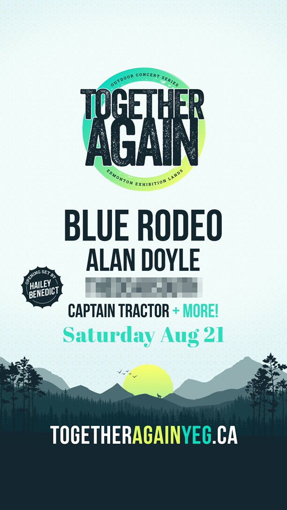 thatsmehaileyb's tweet photo. BIG NEWS!! After almost 2 years of no live shows, I’m so excited to announce I’ll be opening for legendary @BlueRodeo @alanthomasdoyle #CaptainTractor & a very cool special guest soon TBA at @TogetherYEG Concert! Tickets go on sale June 11 so stay tuned & hope to see you there!🥳 https://t.co/K7E8n699AD