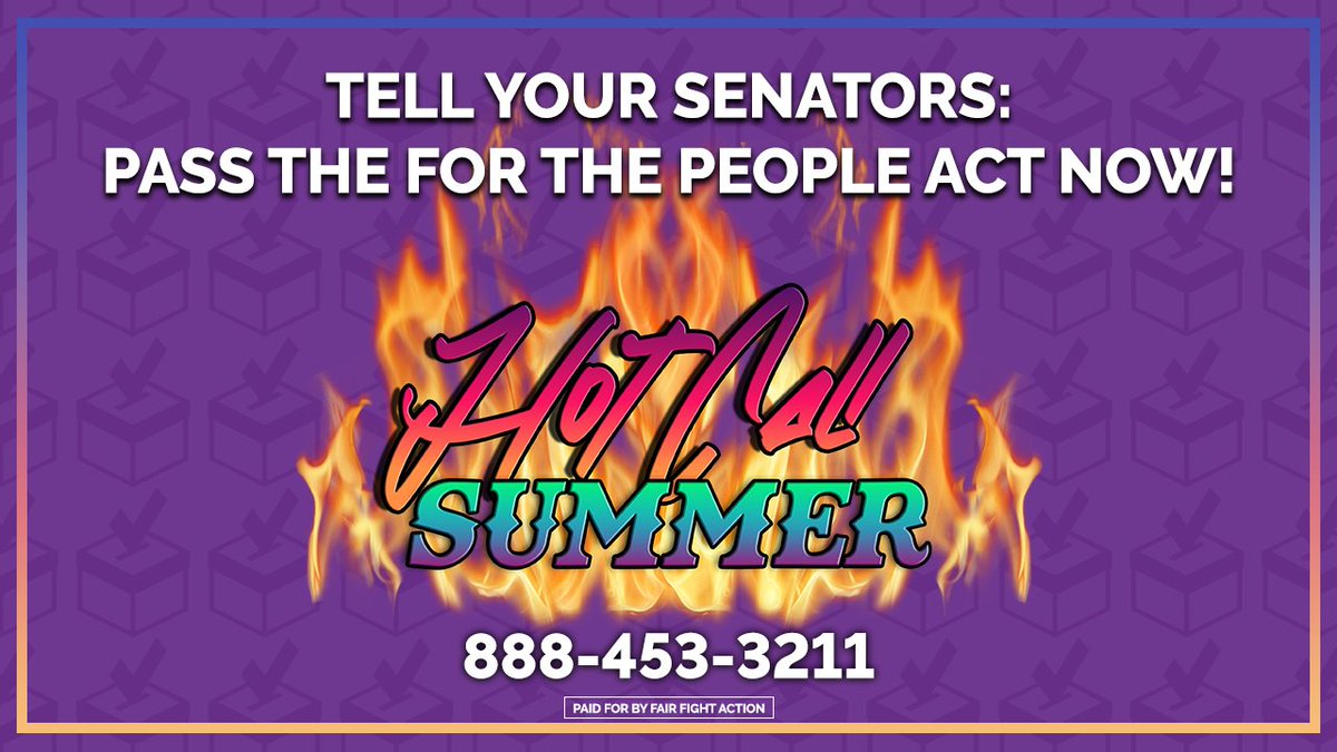 As temperatures rise this summer, we’re turning up the heat and calling our Senators every 👏🏾 single 👏🏾 day 👏🏾 to demand they pass the #ForThePeopleAct. Grab a phone and a friend; it's time for 🔥 #HotCallSummer 🔥#S1 #HR1 https://t.co/E24H4IG7Qf