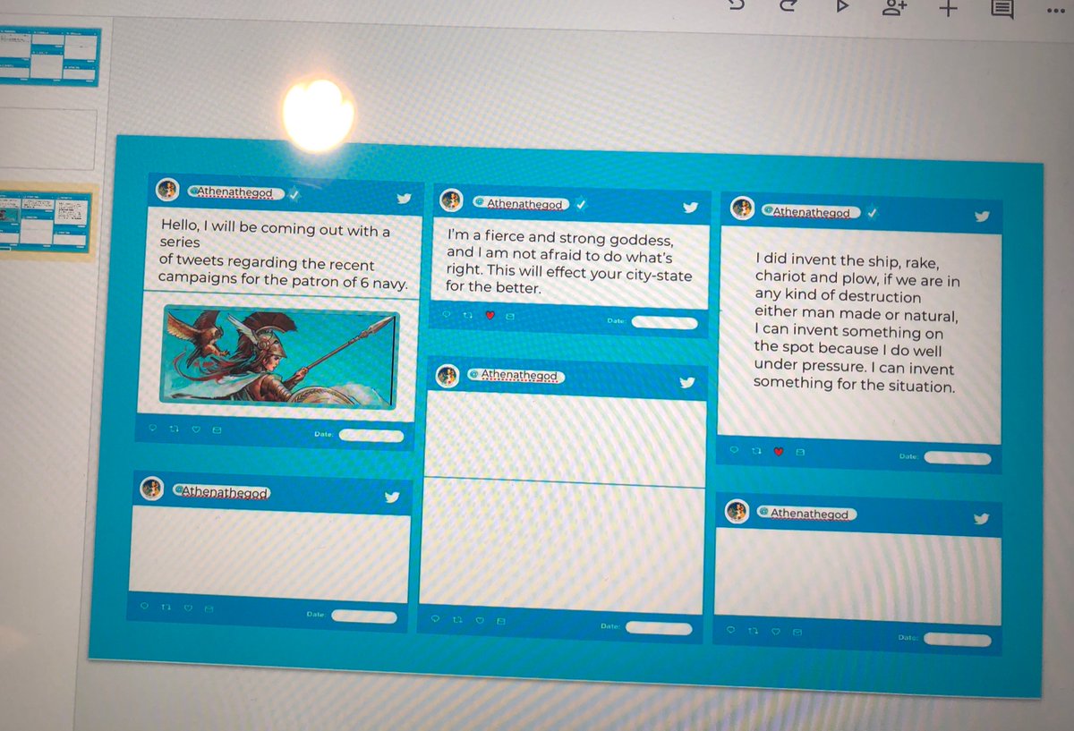 6_NavySMS's tweet photo. #6Navy students working on their final projects for our Myth Madness unit. Who will win the campaign… Aphrodite, Apollo, Athena, or Hermes? #ShrewsburyLearns #greekmythology #coteaching #middleschool https://t.co/vWsT7SKrT5