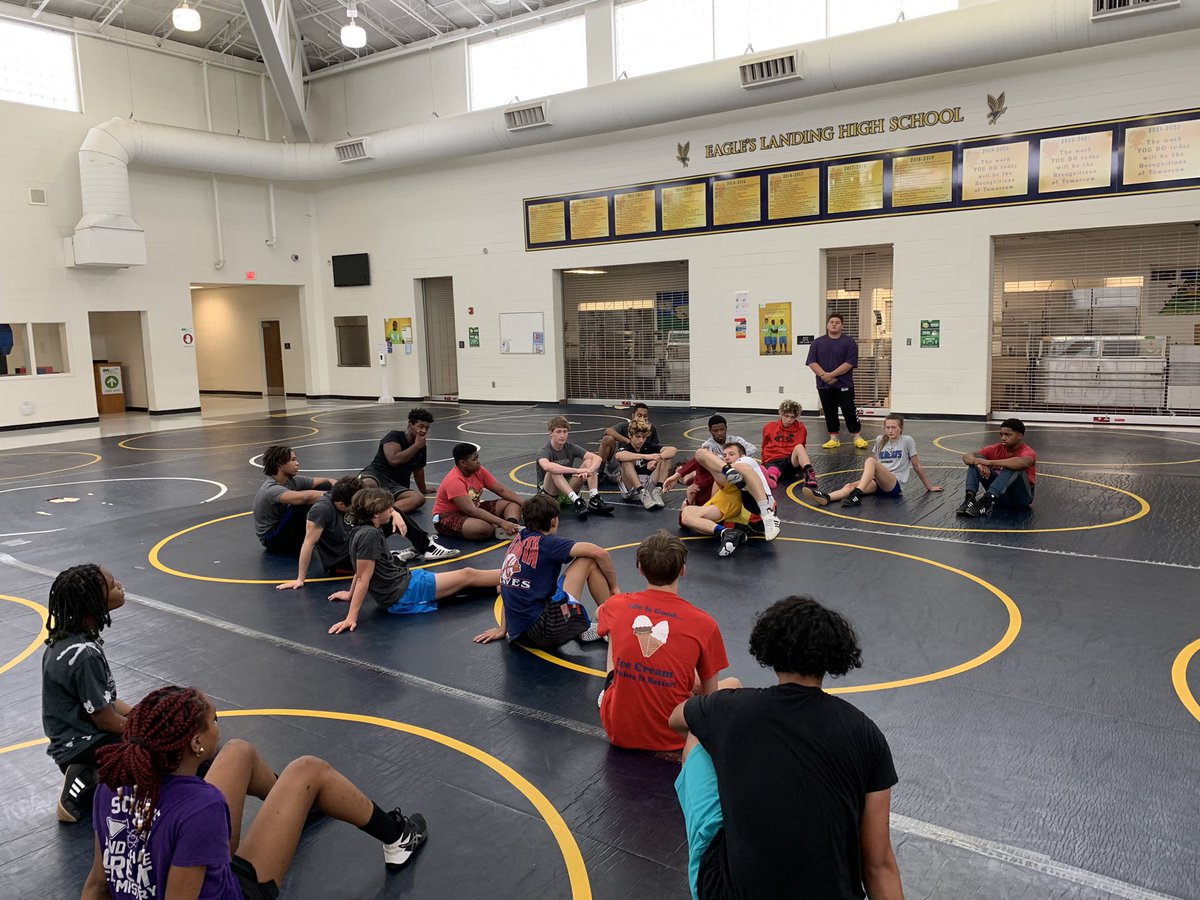 WrestlingEagle's tweet photo. Day 2 of the South Metro Wrestling Camp is underway @ELHS_HCS. Coach @HDGamble continues to work technique and toughness with kids from 4 different South Metro teams. https://t.co/SRtWa79eCg
