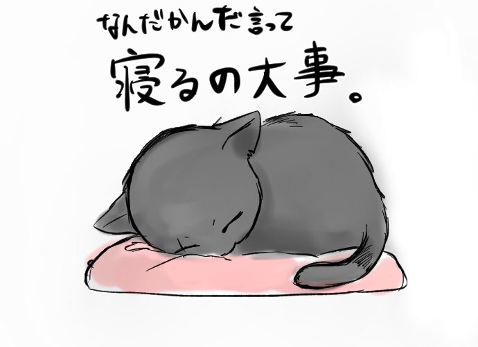 #挨拶365
#6月ねこねこマンガ 7～8/30

寝不足が続くと午前中の作業効率がよくないので、長い目で見ると早寝した方がいいのは分かってる…。
ちゃんと早く寝ようと思います。いや、ほんとに。

今日もおつカレー🍛様です。 