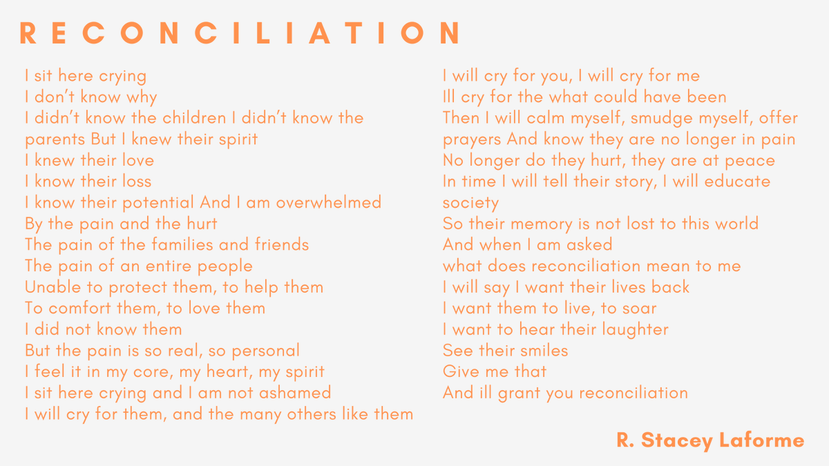 JohnTory's tweet photo. At City Council, @mcfirstnation Chief @RStaceyLaforme shared a powerful poem on the discovery of the remains of the 215 children buried in an unmarked grave at the former Kamloops residential school.

Titled, Reconciliation, I encourage everyone to read this important piece. https://t.co/wzisED2sSu