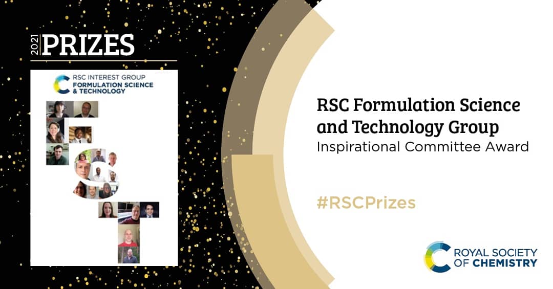 RSC_FSTG's tweet photo. We are happy to announce that we have won the @RoySocChem's Inspirational Committee Award. #RSCPrizes #Formulation. Please check our website to learn more about what we do https://t.co/8lUYE2vUvt https://t.co/j08vLLpI8U