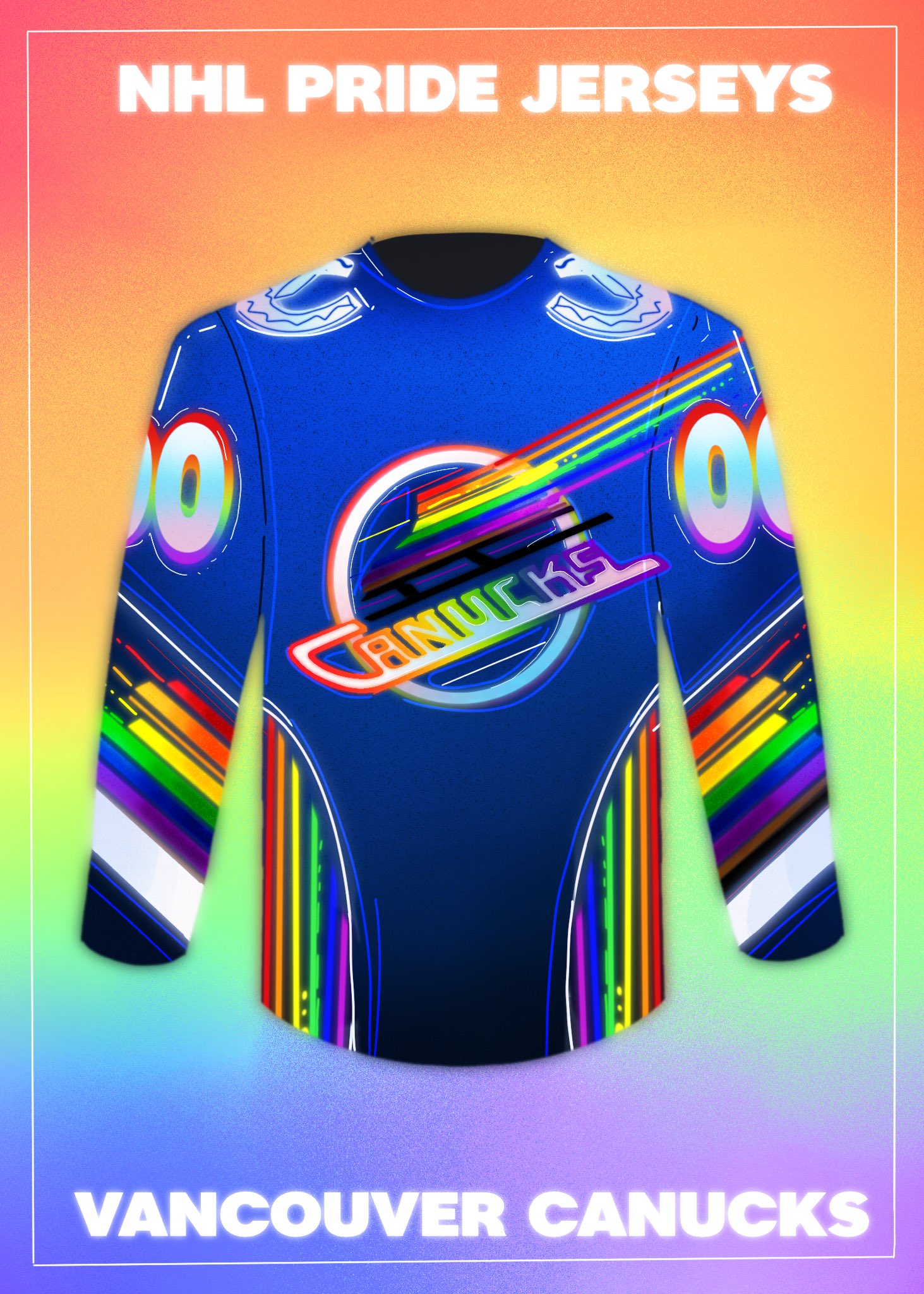 Vancouver Canucks on X: Our limited edition Pride collection designed by  @flyerswitch is now available! Order online or find in store at the game on  Friday, March 11th. BUY NOW