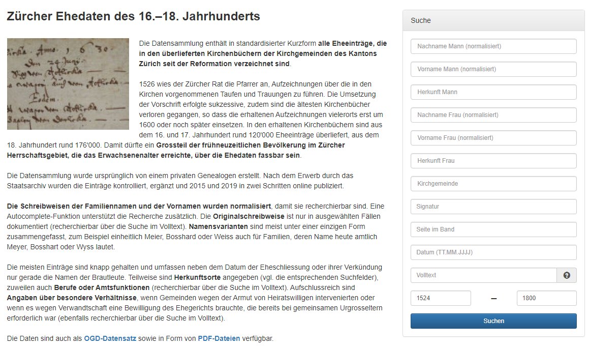 ZBZuerich's tweet photo. #Datenbankdienstag Zürcher Ehedaten des 16. – 18. Jahrhunderts aus dem Staatsarchiv: Alle Eheeinträge, die in den überlieferten Kirchenbüchern aus dem Kanton Zürich seit der Reformation verzeichnet sind, können frei durchsucht werden. #ZBTipp 

https://t.co/JaRnWq5hsh https://t.co/bC2J1Pn2Pk