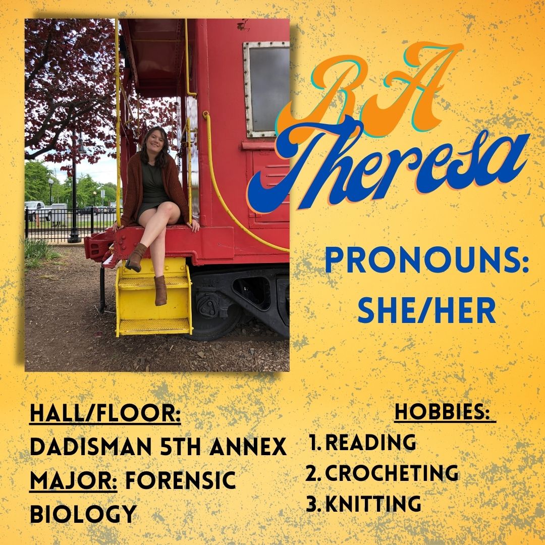 Today's spotlight is on RA Theresa Morthland! She's going to be the RA of 5th Annex in Dadisman this year! In rooms 161-180, she's your girl! This will be Theresa's second year! #WVUNSO <a href="/WVUHousing/">WVU Housing and Residence Life</a>