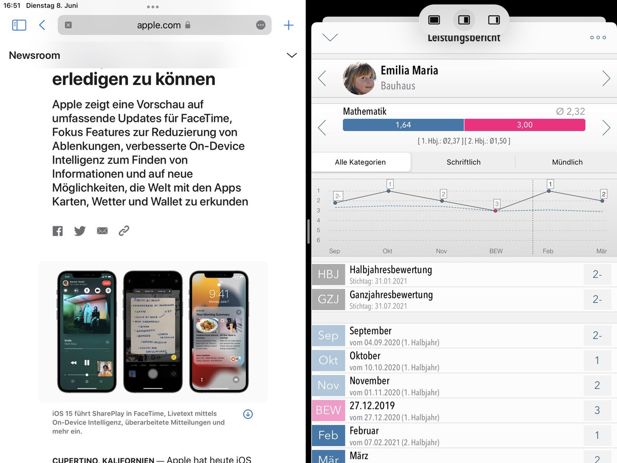 Info für alle mutigen Beta-Tester: Nach erster Prüfung sollte die aktuelle Klassenmappe auf der IOS 15 Beta ohne Einschränkungen laufen.