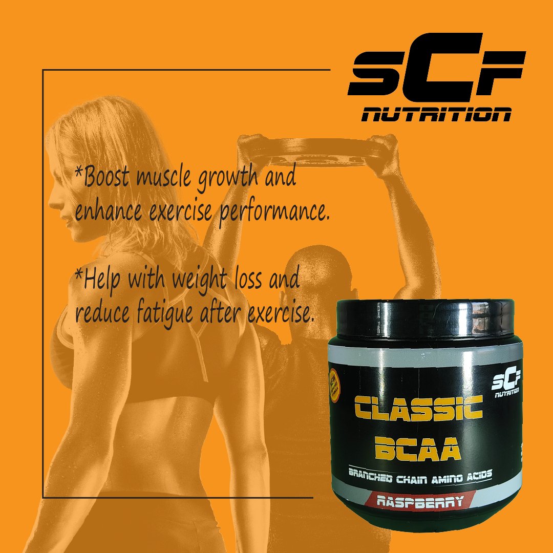 To enhance your exercise performance make sure you get your hands on our Classic BCAA. Only available in Raspberry !! 
Available online at scfnutrition.com #bcaa #sportsperformance #leanmuscle