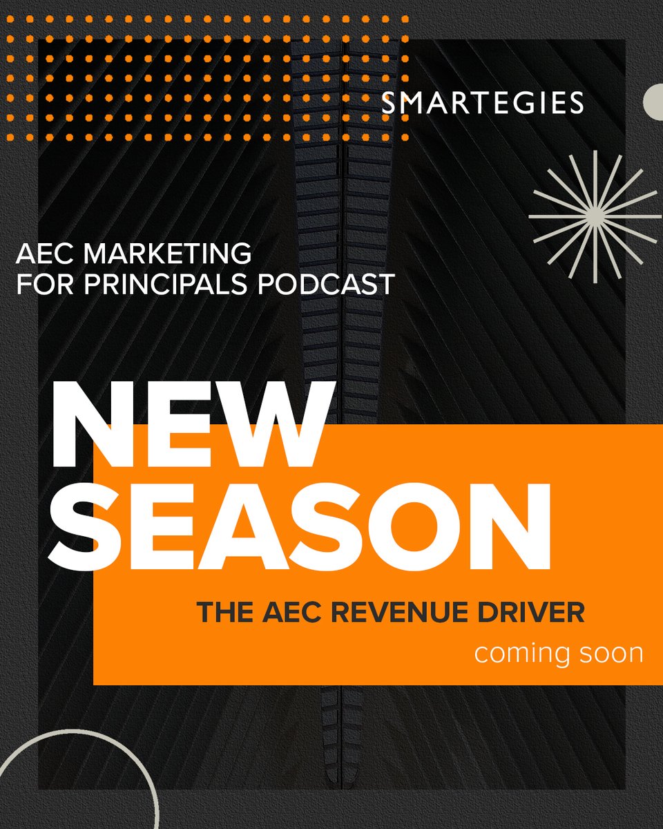 📣Coming Soon! Season 3 of the AEC Marketing for Principles is all about The AEC Revenue Driver. Make sure to tune in and learn how industry professionals are embracing new business strategies in a post-COVID world. #AECMarketingforPrincipals #podcast #AEC #RevenueDriver