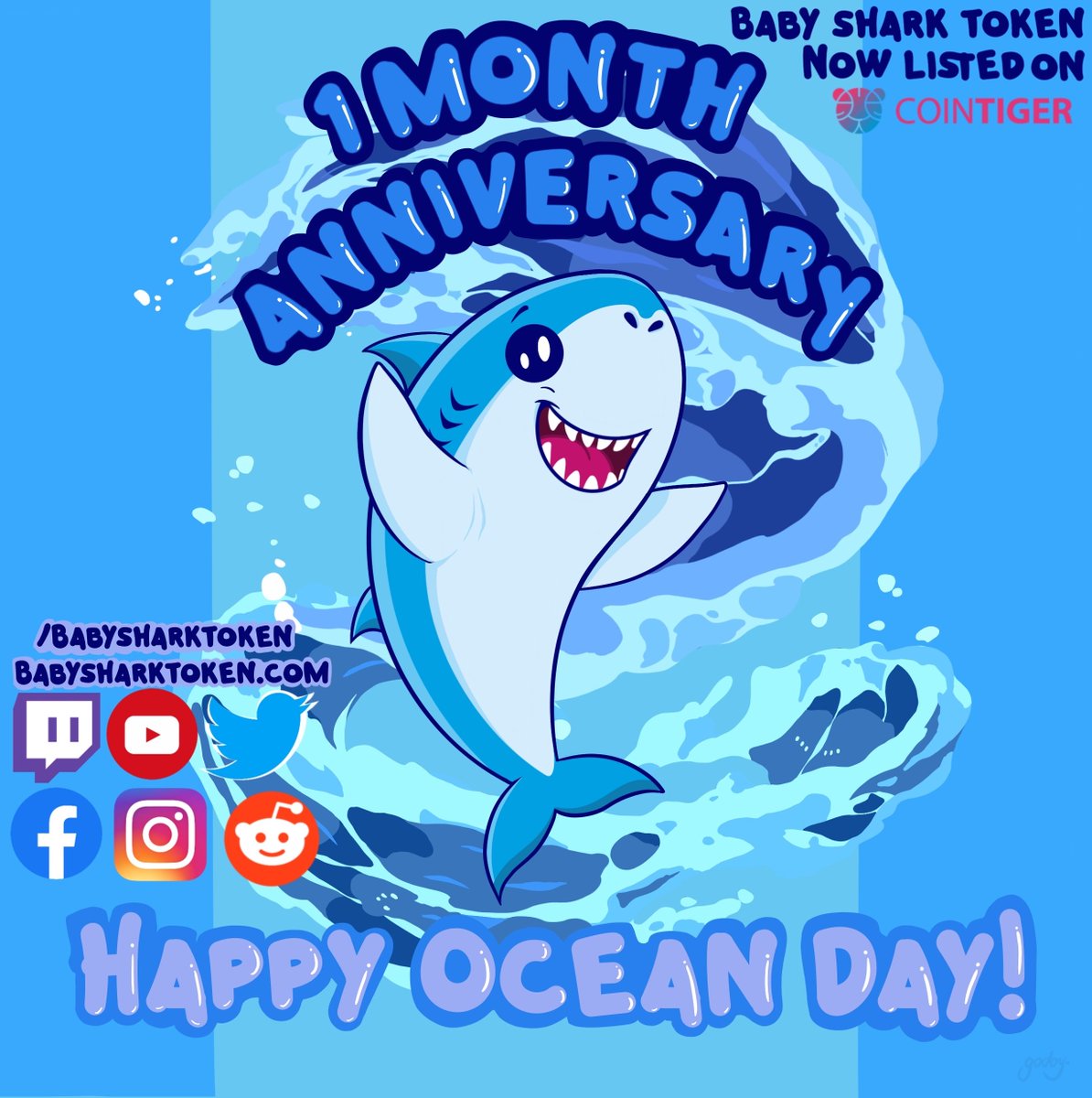 Baby Shark is now live on <a href="/CoinTigerEX/">CoinTiger</a> ! A huge milestone for our project as we celebrate our 1 month anniversary as well as World Ocean's Day! 

Also be sure to vote #BabyShark in Coin Tiger's 'My Favorite Project' campaign - $500 to 10 winners each!
cointiger.com/en-us/#/trade_…