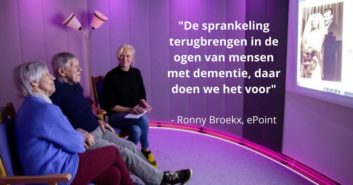 VLAIO_be's tweet image. Sense Garden is een virtuele ruimte die ouderen met dementie via zintuiglijke prikkels meeneemt naar de tijd van toen. #ePoint rolde @SenseGarden_AAL in België uit via het @AALProgramme, lees hier het  #ondernemersverhaal  👉  vlaio.be/nl/ondernemers…
