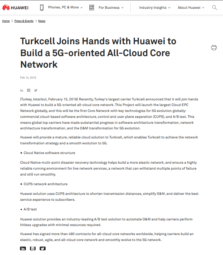 eminagx's tweet image. Feb 15, 2019 Turkcell - Huawei Tüm Bulut Çekirdek Ağı anlaşması
Bu Proje, küresel olarak en büyük Bulut EPC Ağını başlatacak ve bu, küresel olarak 5G evrimi için temel teknolojilere sahip ilk Çekirdek Ağ olacak.