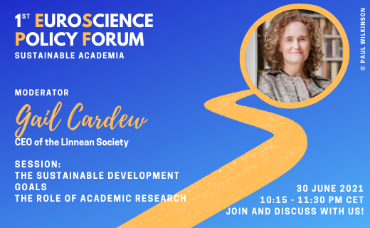 EuroScience's tweet image. 📢Dr. Gail Cardew, CEO of the Linnean Society will be moderating the panel "The Sustainable Development Goals – the role of Academic research" on the 30th June❗
💬Discuss with us ONLINE!
REGISTER 👉ow.ly/WhlY50EWuf7
More Information 👉bit.ly/3fZX4Sa
