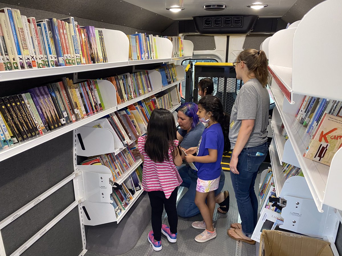 KISDBILESL's tweet photo. Our students are “booking it” this summer towards being great readers. #celebrateKISD #BookMobile 📚 🚙 Thank you @KellerLibraries! 
#KISDLanguageCamp2021 https://t.co/70ipaBNYGC