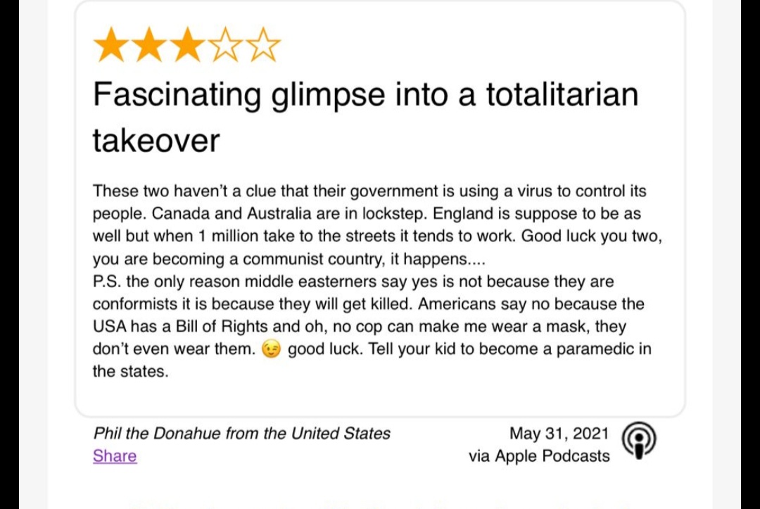 TwoFatExpats's tweet image. You guys - we did a new pod drop this week and I'm totally going to put the link in the next tweet. 
But first our favourite review for AGES! 
Thank you for taking the time Phil the Donahue 🙂

Phil might have given us 3 stars but we give his review 
⭐⭐⭐⭐⭐