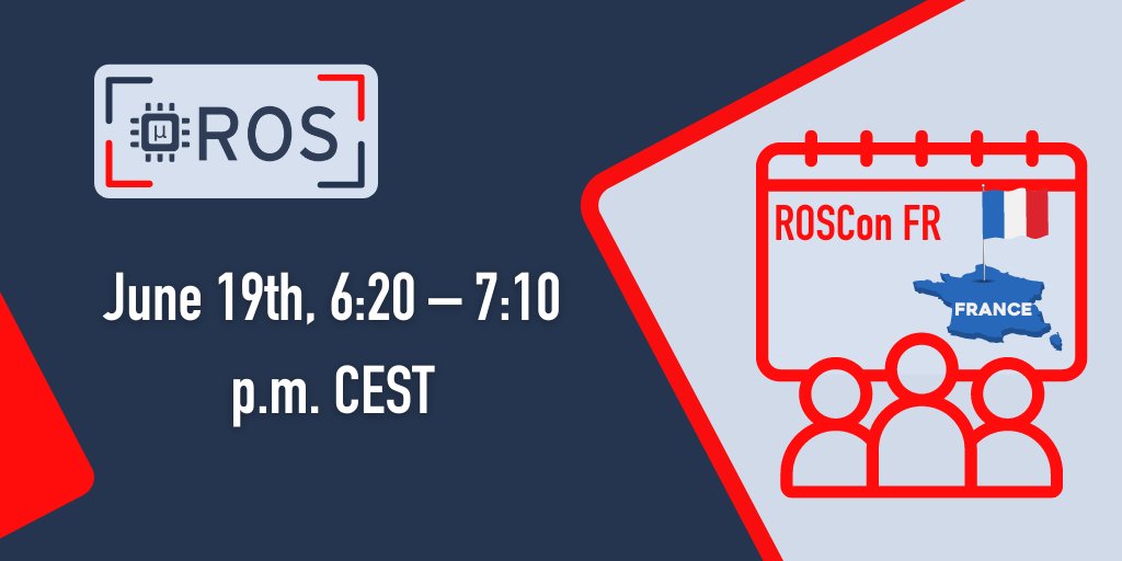 EProsima's tweet photo. 📅 Salut, ça va les amis de #microROS?
We will be at the #ROSconFr presenting “bringing #ROS2 to microcontrollers”.
Tickets are free so don’t miss out!
Mark your calendars on June 23rd at 10.30am CEST
More info at: https://t.co/8vaHSlYaZg
#ROS #goROS https://t.co/ikV5AugH0t