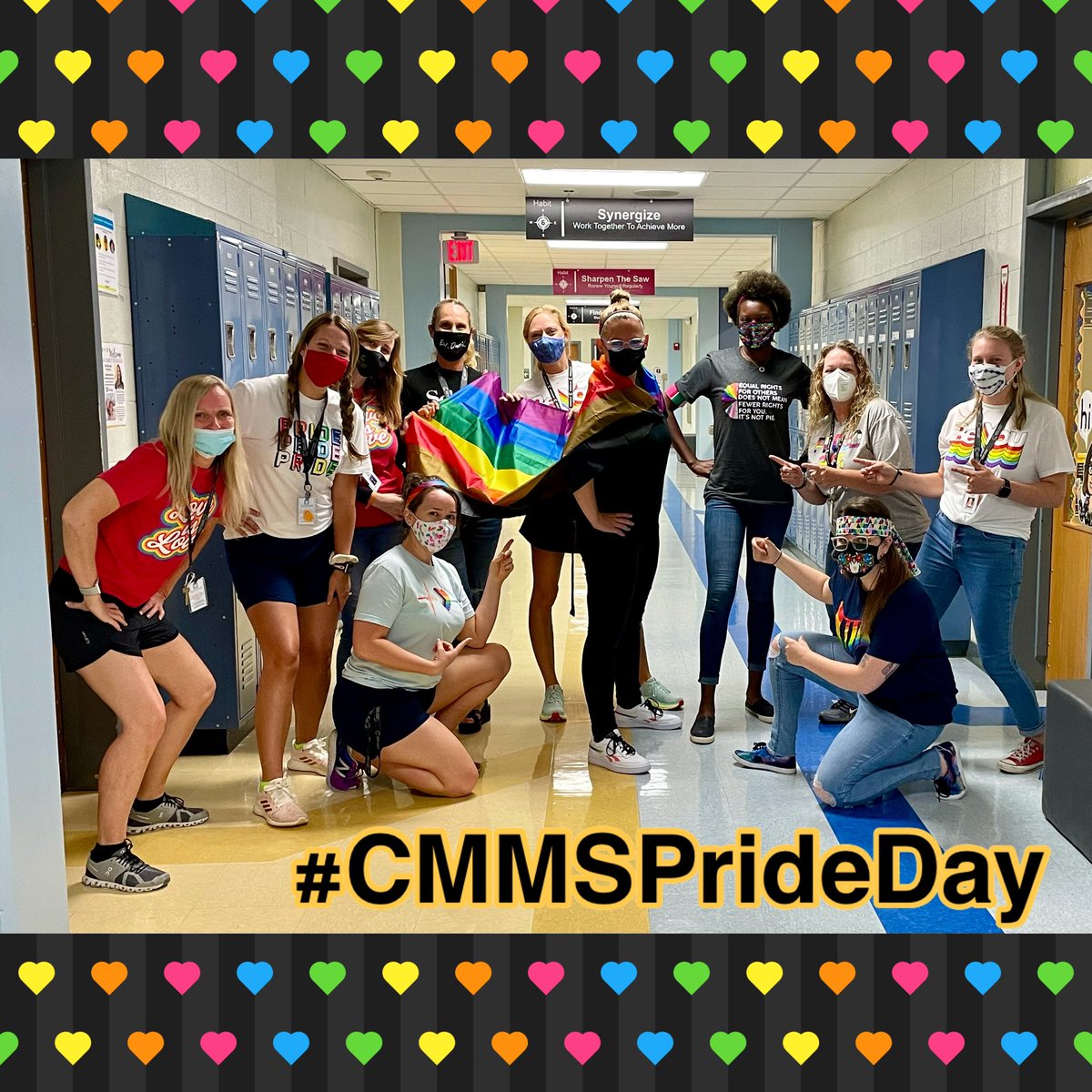 #CMMSPrideDay! Love the group of people I work with! 🌈 
#pride #PrideMonth #Pride2021 
<a href="/CMMSCougars/">Carroll LT Magnet</a> #WeAreCarroll