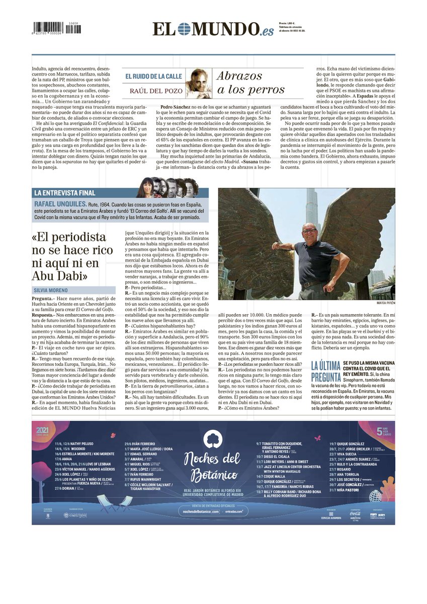 Muchísimas gracias a todos por vuestros mensajes, a <a href="/silviamorenon/">Silvia Moreno</a> por la entrevista y a @Huelva24com por un premio que nunca olvidaré. Un abrazo enorme desde #RasAlKhaimah elmundo.es/papel/2021/06/…