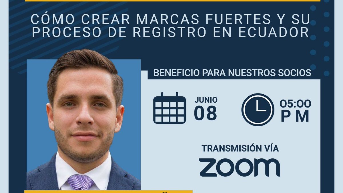 Participa HOY en la conferencia virtual sobre "Registro de Marca", con el Abg. Mario Cedeño <a href="/MarioCedenoA/">Mario Cedeño Andrade</a>, del equipo de #PI de #PazHorowitz organizada por <a href="/cacomaoficial/">Cámara de Comercio de Manta</a> 
🗓martes 8 junio
⏰17h00
Registro forms.office.com/r/zQQJQcata5

¡Los esperamos!