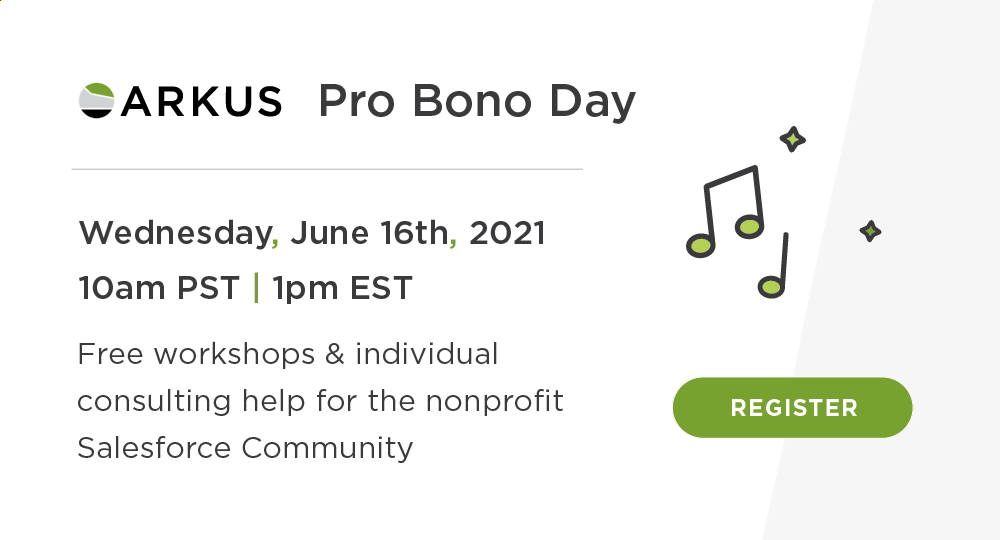 ArkusInc's tweet photo. Come for all or some of the next Pro Bono Day June 16th. Learn the difference between Salesforce Release, Retirement, and Release Updates with dev @mdigenioarkus and what to do with each, stay for Q&amp;A and free individual consulting sessions too. https://t.co/Hr0Lvd2l7P #NPSP https://t.co/tqv7Oj2cvX