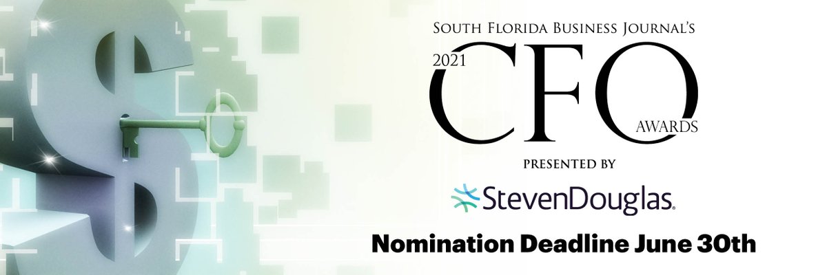 SFBJAudience's tweet photo. Is your CFO right on the money? Nominate a deserving candidate today for the South Florida Business Journal's CFO of the Year Awards, honoring top financial executives for their accomplishments. https://t.co/QZnmEaXKvc https://t.co/NdjCtGss6E