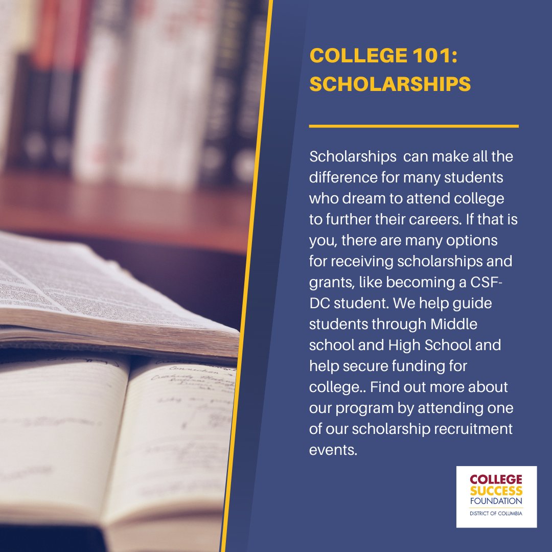 DC_CSF's tweet photo. College 101: Scholarships
As many of our scholars graduate this Spring and gear up for college in the fall, we wanted to give you some knowledge that you'll definitely thank us later for ;)
.
.
.
.
#blackexcellence #scholars #csf #csfdc https://t.co/tdMMC4t3wm