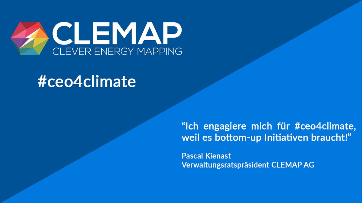 CLEMAP ist offiziell Teil von #ceo4climate. Erfahren Sie im Blogbeitrag, wieso sich CLEMAP an der Initiative beteiligt und wie diese mit den Unternehmenswerten zusammenhängt: ow.ly/ifoG50F5dkq

<a href="/swisscleantechD/">swisscleantech</a>