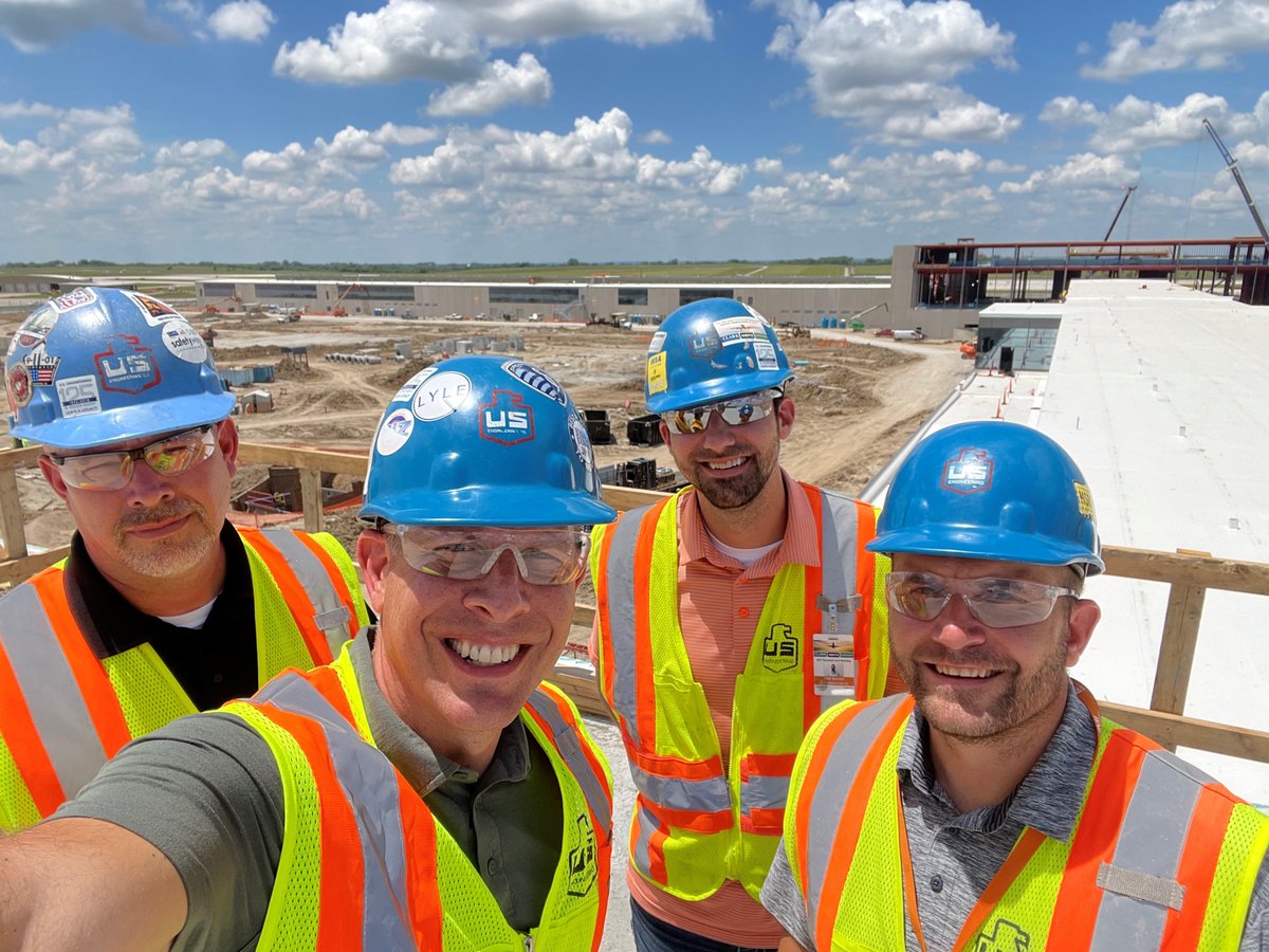 USEngineering's tweet photo. From CEO Tyler Nottberg: I got the chance to see the exciting progress being made at the Kansas City International Airport today, including the install of the last bit of storm piping by Bobby and Christian. Thanks for the tour, team! #BuildKCI #LeaveALegacy https://t.co/obzO0G0wXU
