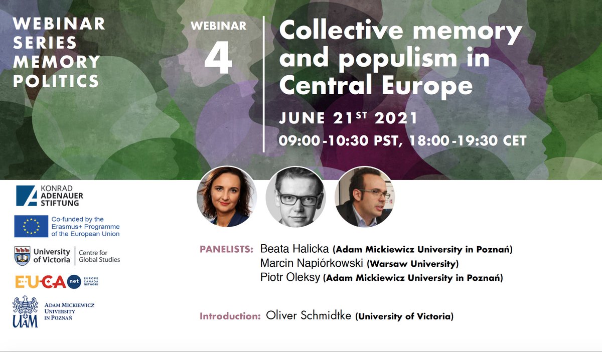 CdnEurDialogue's tweet photo. June 21: Our next webinar is with Polish experts. It features an exceptional discussion on the collective memory and populism in Central Europe https://t.co/eSuDLb8voE Jean Monnet Network #EuMePo Please share @eustudies @UACES @NewEastEurope @VisegradInsight @ECSA_C @GlobalConPop https://t.co/uwlErLKFil