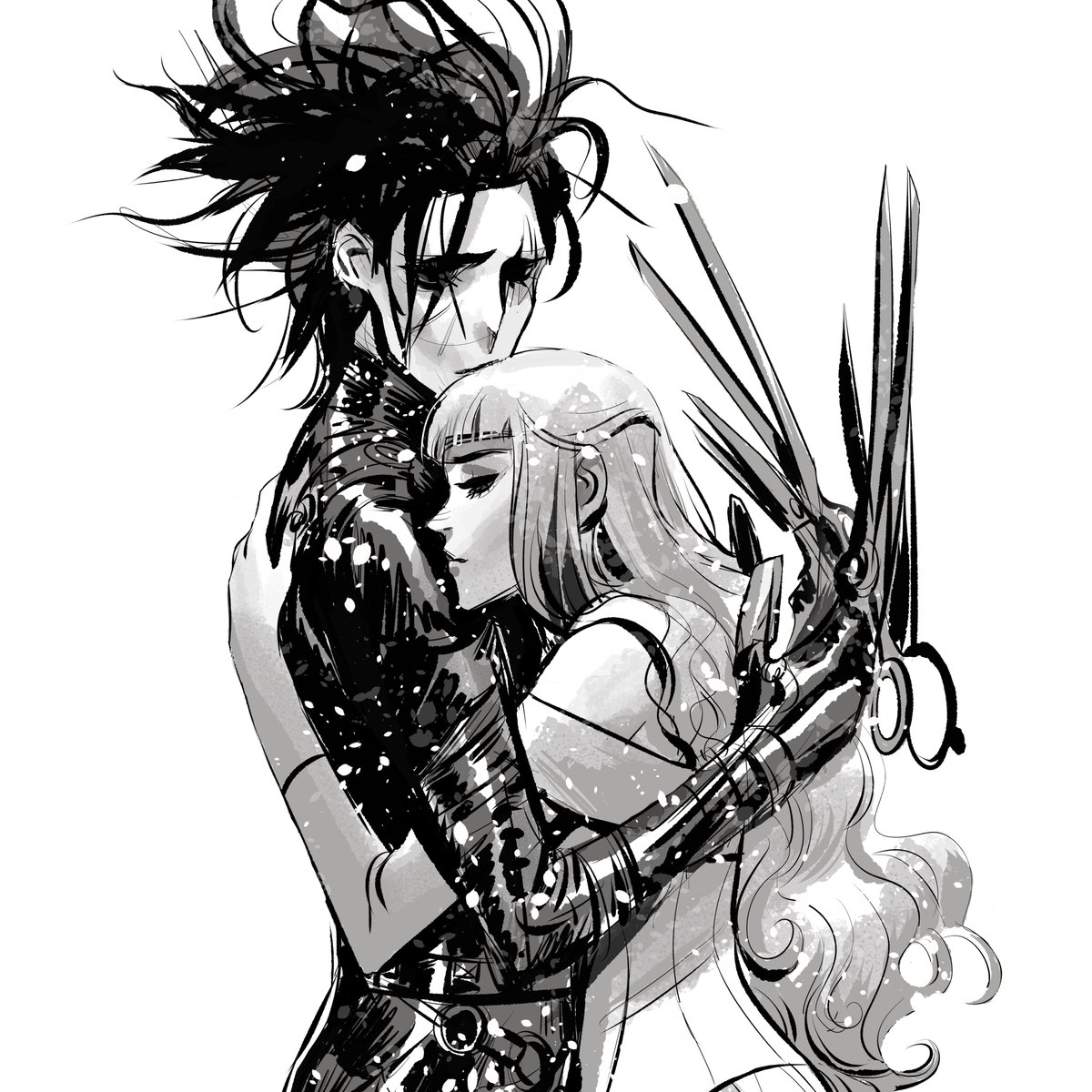 Mindyleedoodles's tweet photo. Old vs new.  #edwardscissorhands #timburton #FANART https://t.co/8D44Jv1jOT