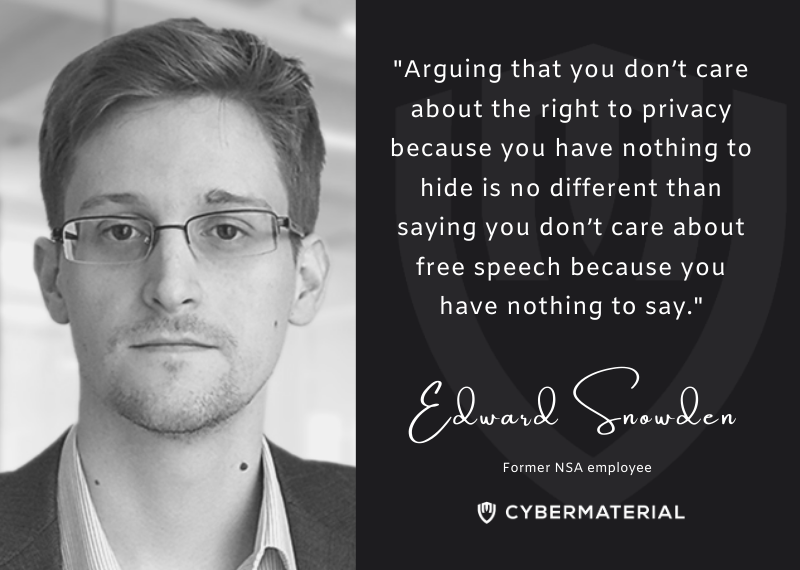 Cybermaterial_'s tweet photo. "Arguing that you don’t care about the right to privacy because you have nothing to hide..." https://t.co/I3fLi7atoX #cybersecurity #infosec #malware #cybermaterial #ransomware https://t.co/t76HeyFceE