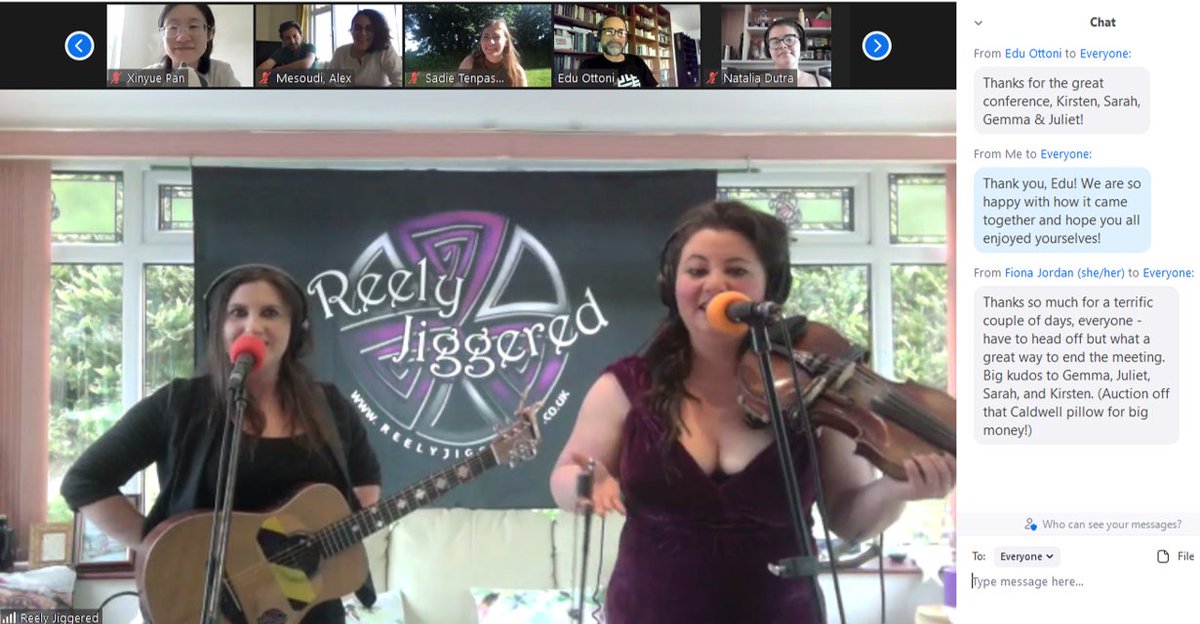 Having <a href="/ReelyJiggered/">Reely Jiggered</a> close out #CultConf21 was a reel treat! Thanks so much to Fiona &amp; Alison for serenading us &amp; blessing us with the official <a href="/C_A_Caldwell/">Christine Caldwell</a> Pillowᵗᵐ that will inevitably be auctioned off to start the funding pot for CultConf22. &amp; Thx to all who came/danced!🎧