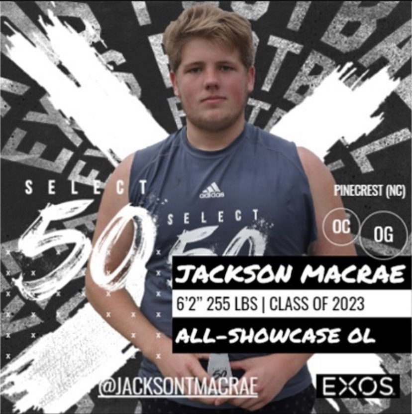 Jackson (@jacksontmacrae) on Twitter photo Incredibly thankful to be named OL MVP by @EXOSShowcases. Excited for the College camps coming up this summer. <a href="/PCoachMetzger/">Chris Metzger</a> <a href="/Coach_Keller61/">Frankie Keller</a> <a href="/sam_cole56/">SamCole9</a> Incredibly thankful to be named OL MVP by @EXOSShowcases. Excited for the College camps coming up this summer. <a href="/PCoachMetzger/">Chris Metzger</a> <a href="/Coach_Keller61/">Frankie Keller</a> <a href="/sam_cole56/">SamCole9</a>