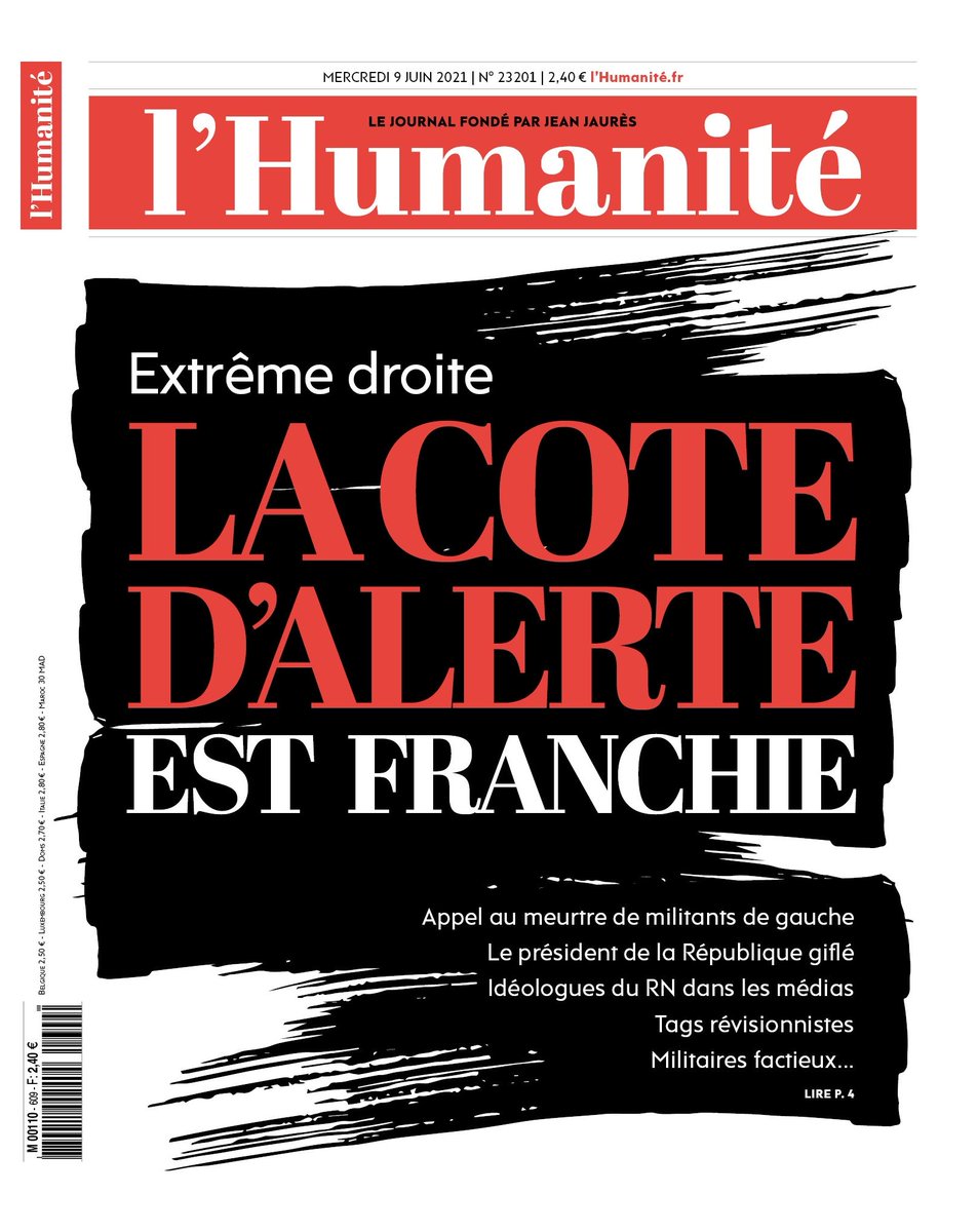 La une de l'Humanité du mercredi 9 juin 2021.