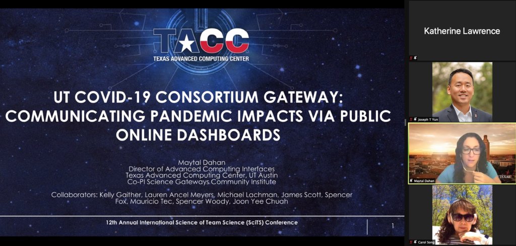 maytaldahan's tweet photo. Great #scits2021 panel “Team Science with a Twist: Using Gateways to Invite Broader Participation in Solving Global Problems" ThxJoe Yun, @carolsongpu I enjoyed sharing @sciencegateways @meyerslab UT COVID-19 Consortium & COVID-19 research
#usetacc #tapis #sciencegateways https://t.co/HX7yp439to