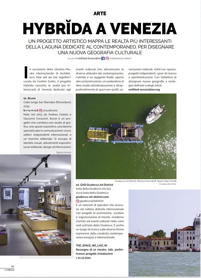 PierScelsi's tweet photo. Ringraziamo Untitled Association per aver inserito @ArtGad  fra le realtà più interessanti dedicate al #contemporaneo a #Venezia per la rivista #Lafreccia di #Frecciarossa! https://t.co/eGIi6r7yqN