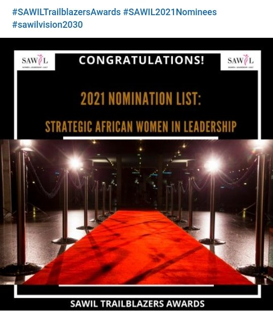 Super greatful to have been NOMINATED and RECOGNIZED for the STRATEGIC AFRICAN WOMEN IN LEADERSHIP  TRAILBLAZER AWARDS 2021 What and Honour Thank you 🙏#Mhanibuildara <a href="/Bohani21/">Bohani Hlungwane-Xidumu (Zinjhiva)</a> <a href="/YvonneChakaX2/">Yvonne Chaka Chaka</a> <a href="/Miyelani/">Miyelani Holeni</a> <a href="/ProfTinyiko/">Tinyiko Maluleke</a> <a href="/BongiWil/">Bongi N'wamun'wanati👑</a> @NyeletiMakhubel <a href="/Enghumbhini/">Mbhazima Shilowa</a>