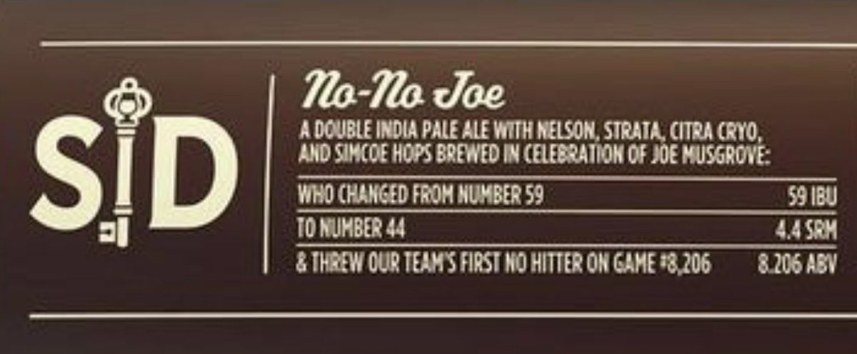 Derek Dawson (@doubled05) on Twitter photo You guys see the details on the <a href="/ResidentBrewing/">Resident Brewing</a> and <a href="/itsFatherJoe44/">Joe Musgrove</a> DIPA collab? Love the ode to the numbers. Well played! You guys see the details on the <a href="/ResidentBrewing/">Resident Brewing</a> and <a href="/itsFatherJoe44/">Joe Musgrove</a> DIPA collab? Love the ode to the numbers. Well played!