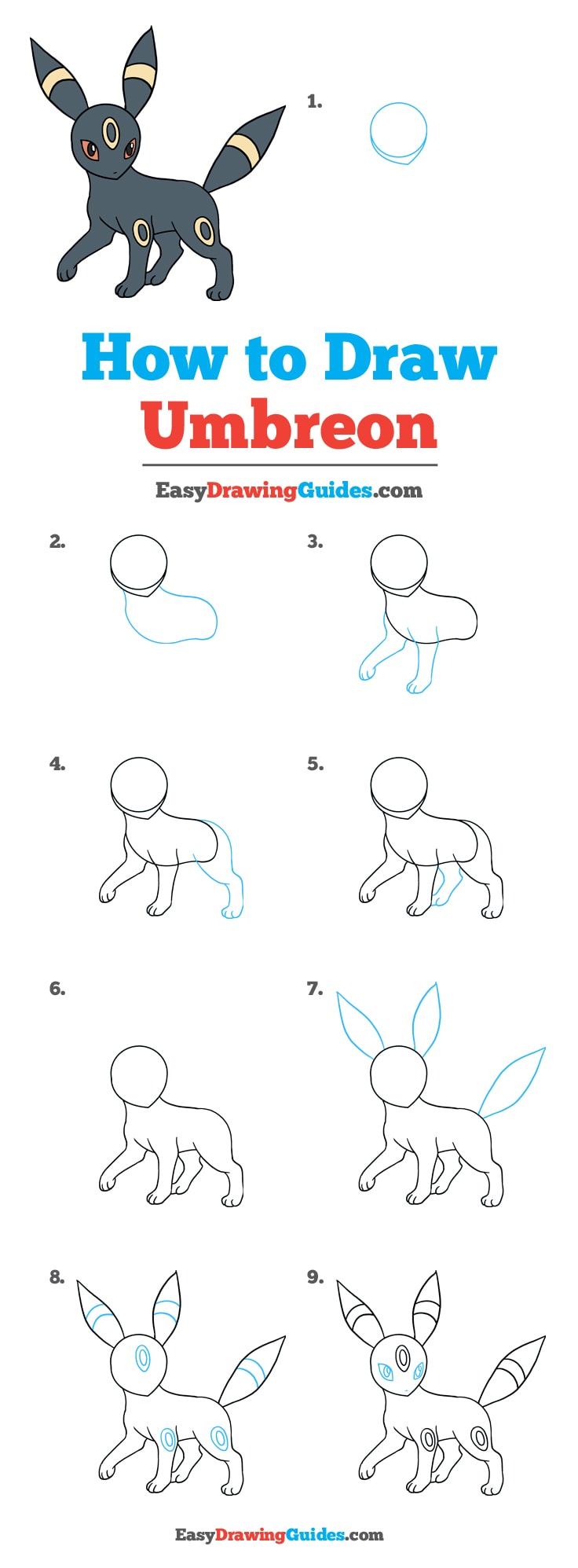 Easy Drawing Guides on X: Umbreon Pokémon Drawing Lesson. Free