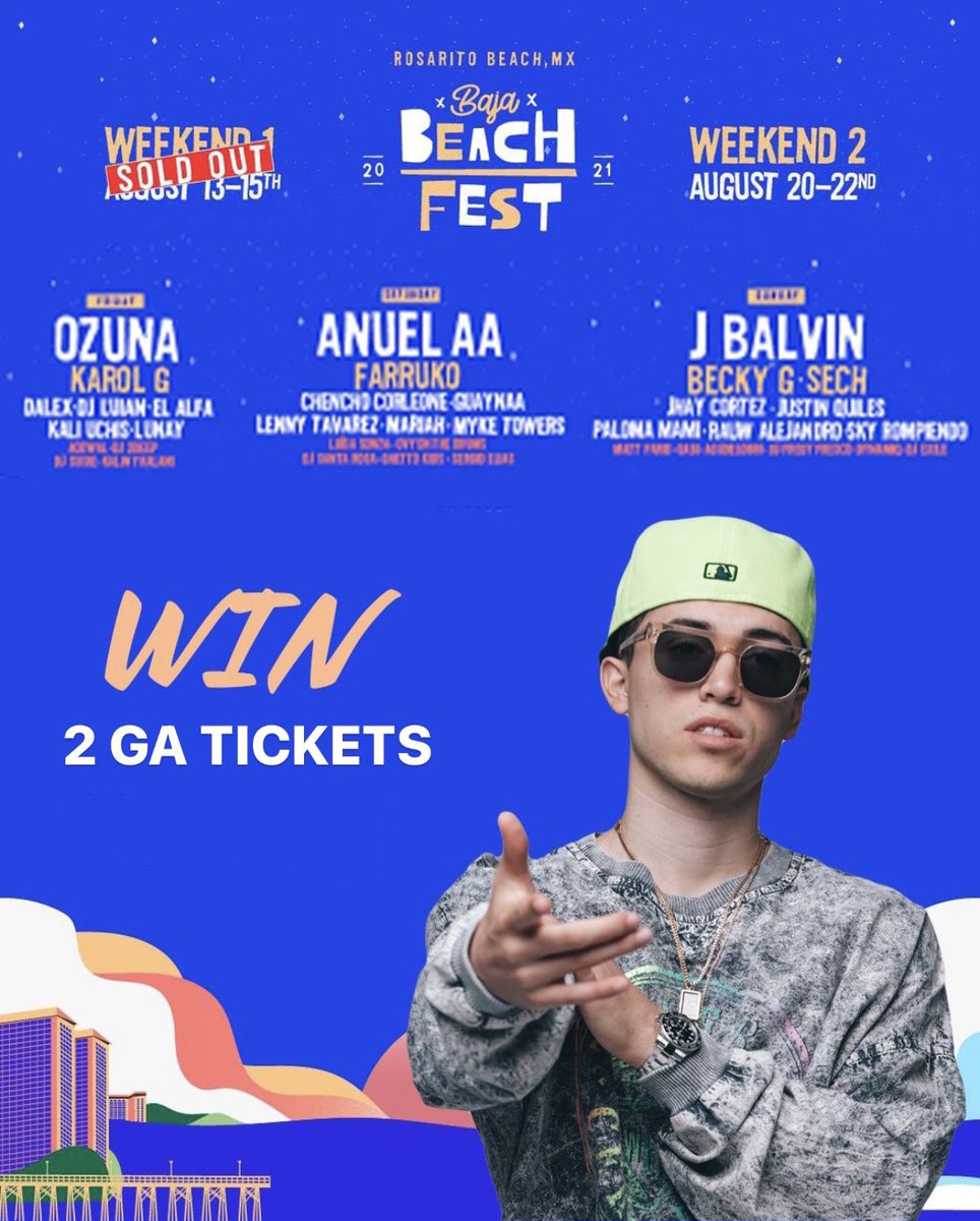 Entra al link de mi bio para participar en el GIVAWAY de 2 tickets para <a href="/BajaBeachFest/">Baja Beach Fest</a> 🎫🤩🏖