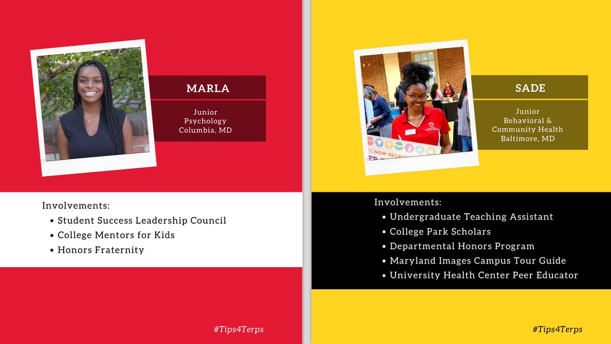 ApplyMaryland's tweet photo. If you want to know what it's truly like to be a Terp, then follow #Tips4Terps to meet and hear from current UMD students! Today we'd like to introduce Najat, Jonathan, Marla, Sade, Maura and Madison 🐢 https://t.co/M7vSJ6Q38u