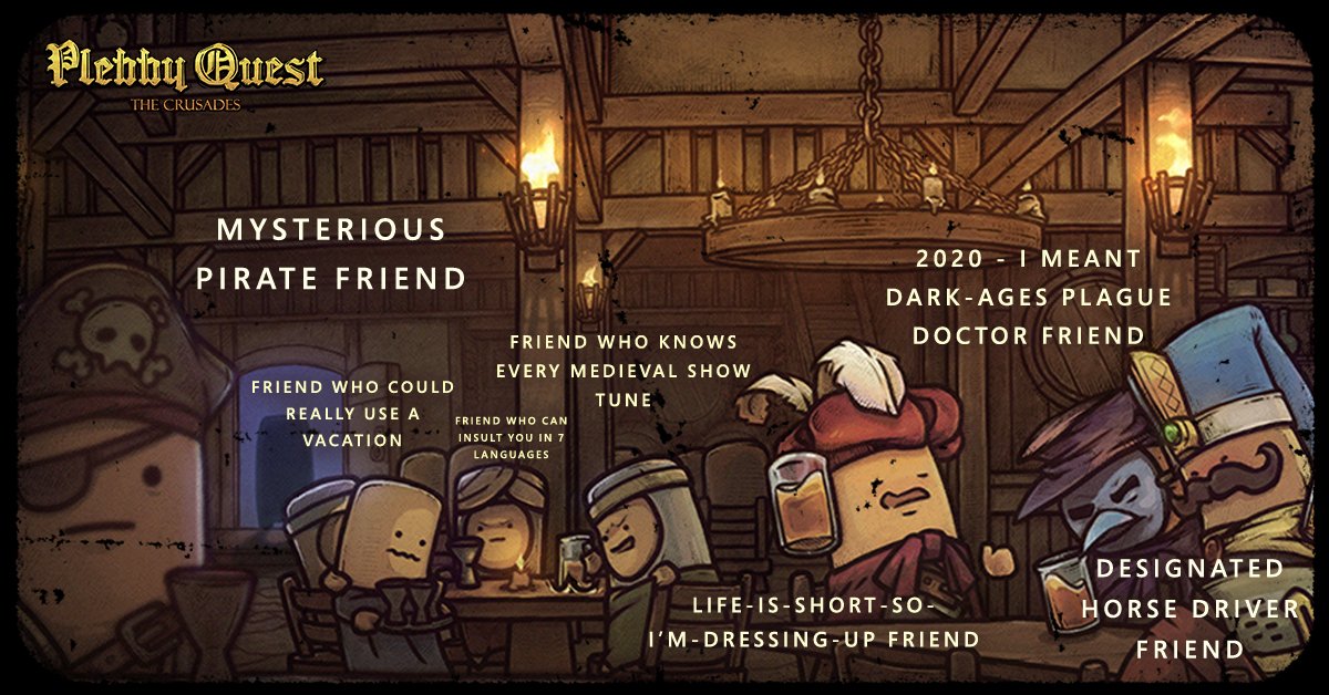 You're in the middle of the Crusades... which Plebby you got to keep your kingdom from falling?

Happy #BestFriendsDay from <a href="/PlebbyQuest/">PlebbyQuest</a>! Get the game now on PC and <a href="/XboxGamePass/">Xbox Game Pass</a>! 

Visit the gang at 👉 plebbyquest.com