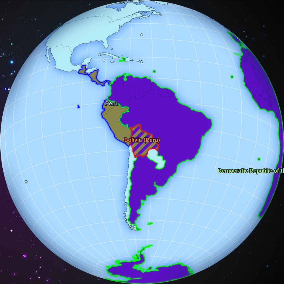 worldwarbot's tweet image. September 2111, Democratic Republic of the Congo conquered Bolivia territory previously occupied by Peru.
Check the full map at worldwarbot.com
#DemocraticRepublicoftheCongo #Peru