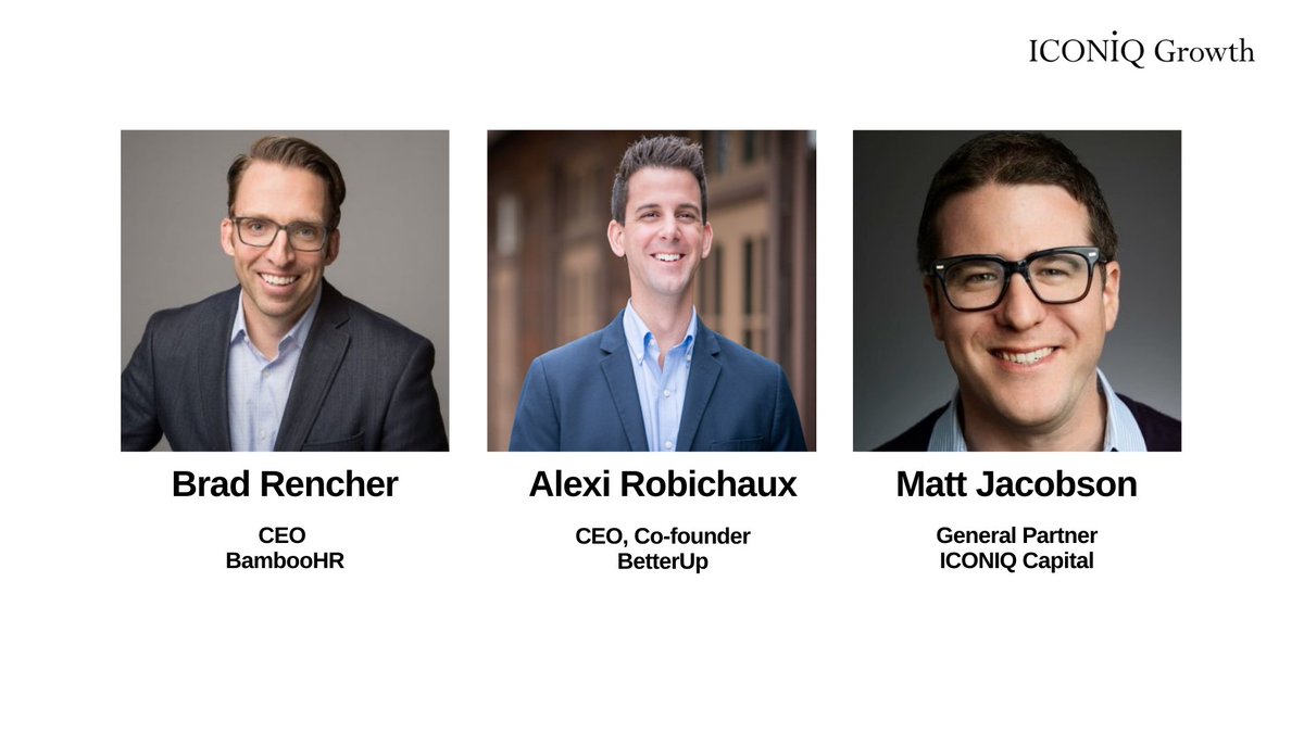 Join #ICONIQ for a conversation with <a href="/bamboohr/">BambooHR</a> CEO, <a href="/bradrencher/">Brad Rencher</a> &amp; <a href="/BetterUp/">BetterUp</a> co-founder &amp; CEO, <a href="/Arobichaux/">Alexi Robichaux</a> on how human-first technology can support a strong corporate culture &amp; enable employees to achieve extraordinary things. Register here: iconiq.zoom.us/webinar/regist…