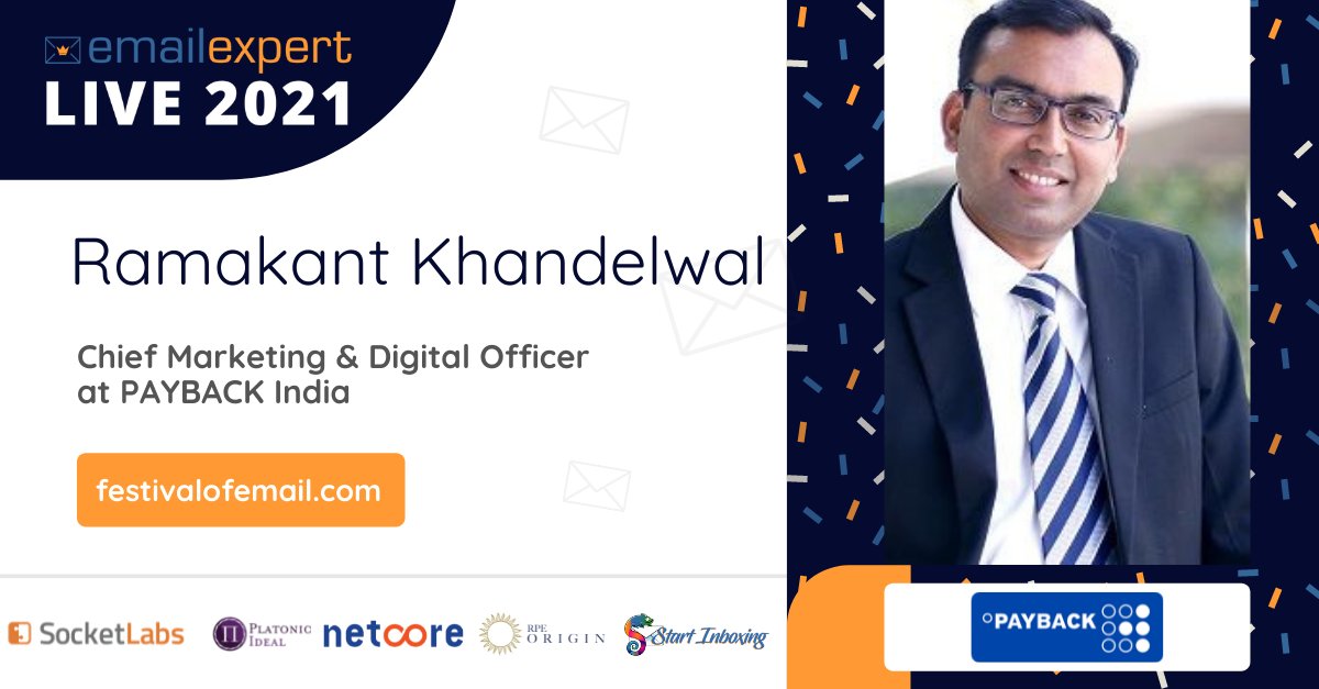 inboxexpo's tweet photo. Ramakant Khandelwal, Chief Marketing & Digital Officer @PAYBACKIndia is joining us for the Festival of Email! ๐ ๐ญ ๐ ๐ก๐๐ - Register https://t.co/nJrbeka4rq #festivalofemail #emailconference #emailmarketing https://t.co/sBi7D2LoYp
