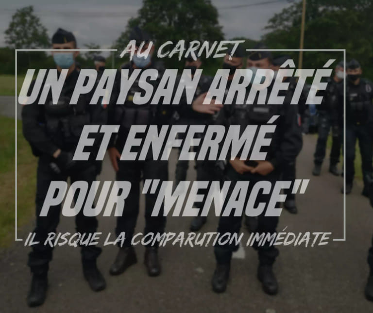 ContreAttaque_'s tweet photo. RÉPRESSION AU CARNET : UN PAYSAN ARRÊTÉ ET ENFERMÉ POUR "MENACE"

Ce week-end avait lieu la manifestation pour un #Carnet libre et sauvage. 

#LaLoireQuiSeDéfend #StopCarnet @StopCarnet https://t.co/9QBe8YzBjm