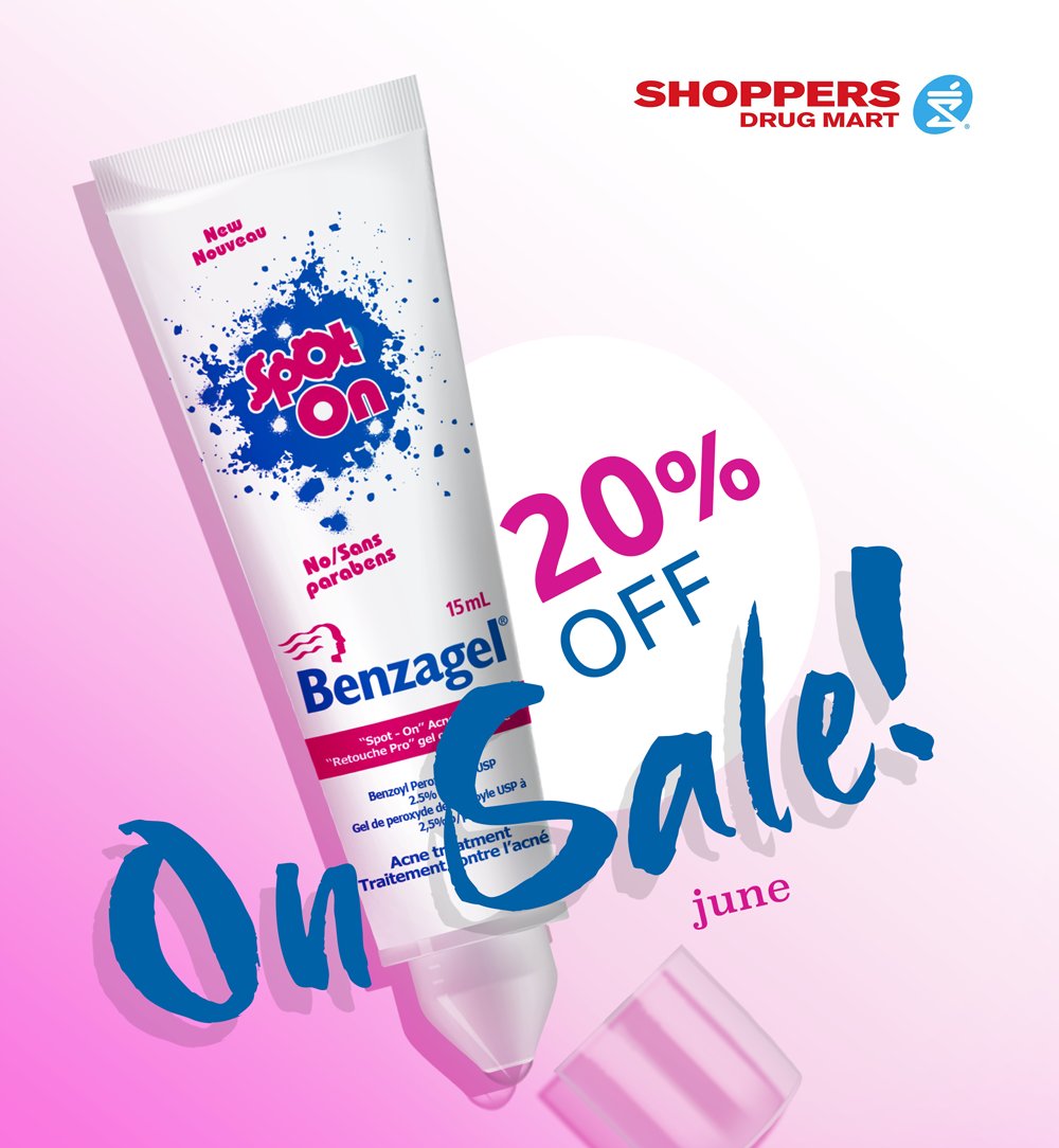 BenzagelCanada's tweet photo. Guess what! @ShopprsDrugMart is having a sale on Benzagel products! Get our Cleansa Wipes, Acne Gel (30g), and Spot On Gel for 20%, now until June 18th.

#BenzaSale #Acne #Skincare #SkincareRoutine #AcneRoutine https://t.co/gQccWvzBRQ