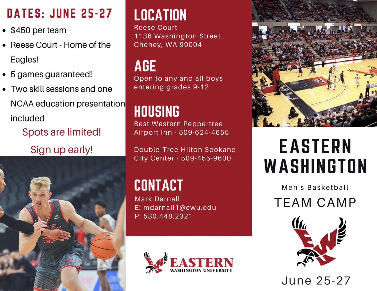 It's camp season at EWU! Sign up your team today, spots are limited #GoEags