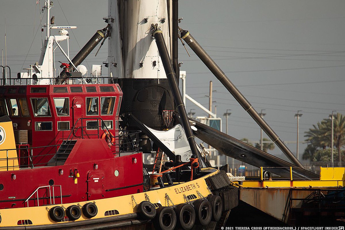 theresacross_'s tweet photo. SpaceX #Falcon9 #B1067.1 @PortCanaveral after supporting #CRS22. Next up for this first stage is #CrewDragon3, scheduled to launch October 23, 2021. @theresacross_ @SpaceflightIns https://t.co/9ASh4CAxwY