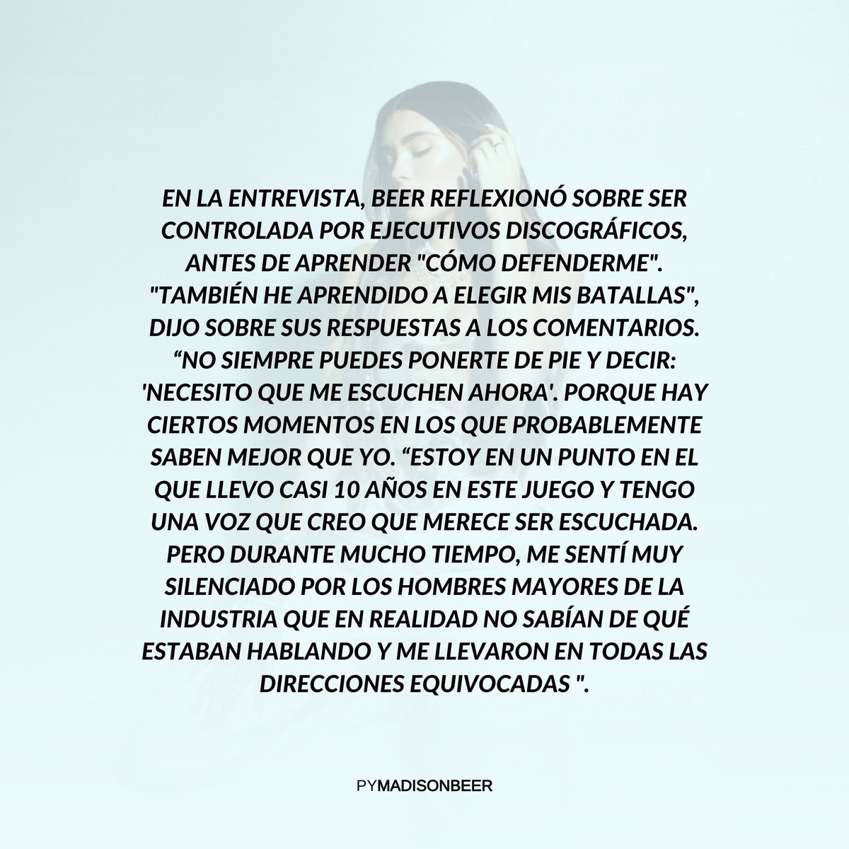 pymadisonbeer's tweet image. .@madisonbeer en una entrevista para NME.